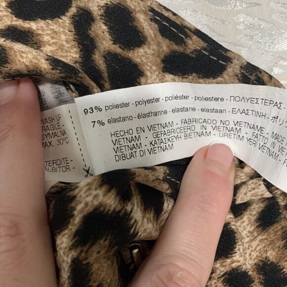 zara womens brown black leopard print mid rise pants xs - Picture 4 of 4